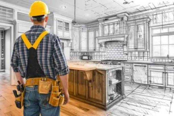 Image showing a family standing in front of a beautiful new home that they designed and had built.